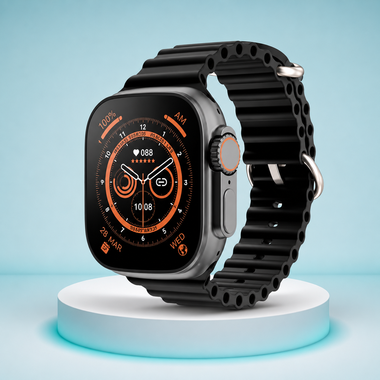 2-in-1 Ultra Smart Watch with Wireless Earbuds – Bluetooth Calling (Black)